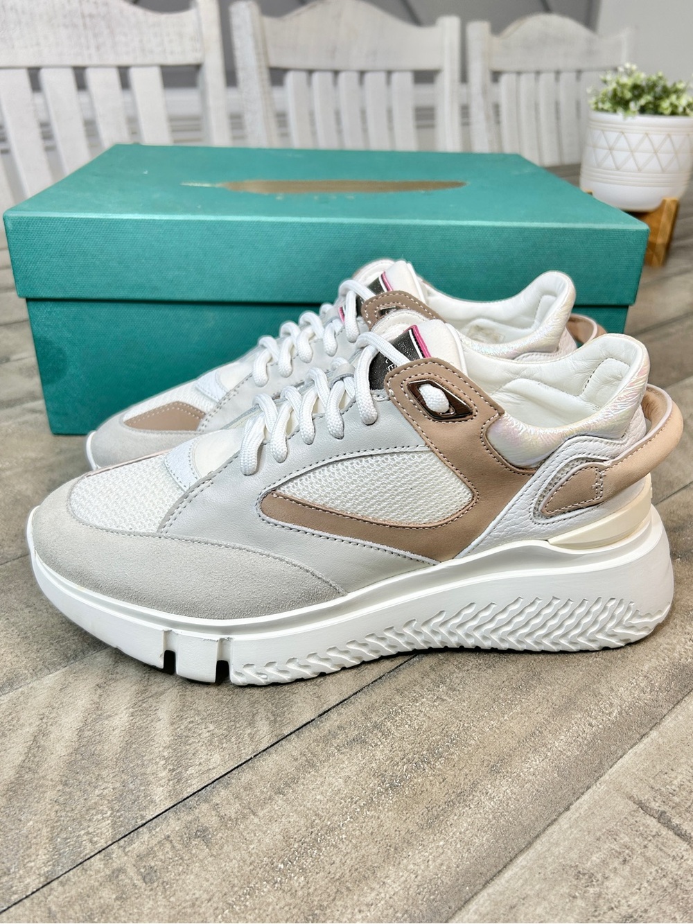 Buscemi Veloce Women’s Sneakers Size 37 White Beige Luxury Designer Shoes‎